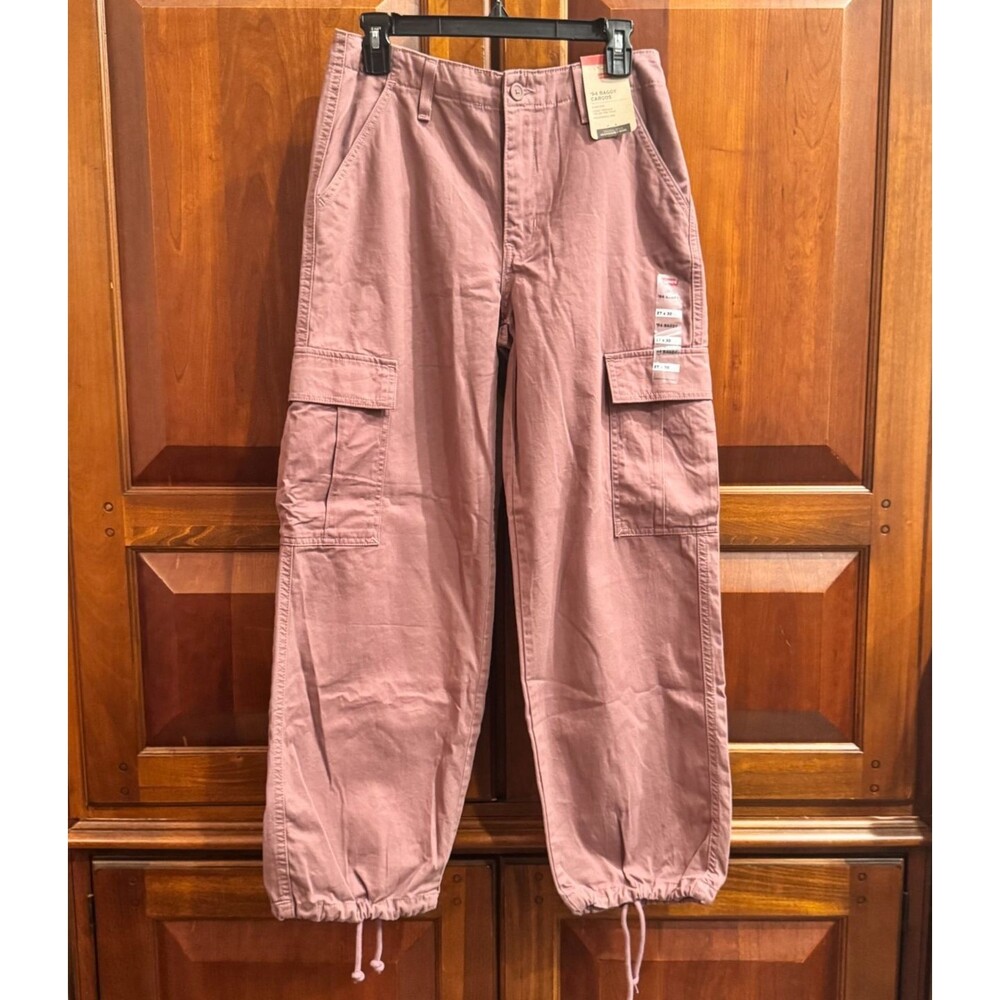 Levi's '94 Baggy Cargo Pants Mauve Pink Mid Rise Adjustable Hem 27x30 NWT - Picture 5 of 16